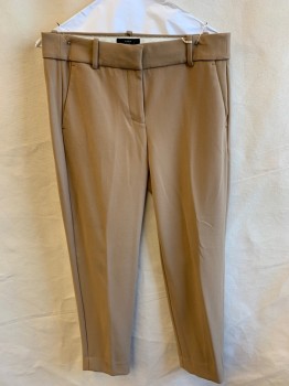 Womens, Slacks, BANANA REPUBLIC, Taupe, Polyester, Spandex, Solid, 6, 2" Waistband with Belt Hoops, Flat Front, Zip Front, 4 Fake Pockets
