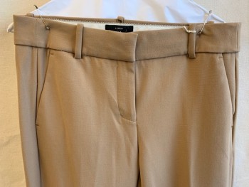 BANANA REPUBLIC, Taupe, Polyester, Spandex, Solid, 2" Waistband with Belt Hoops, Flat Front, Zip Front, 4 Fake Pockets