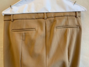 BANANA REPUBLIC, Taupe, Polyester, Spandex, Solid, 2" Waistband with Belt Hoops, Flat Front, Zip Front, 4 Fake Pockets