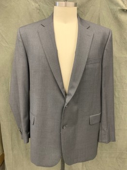 Mens, Suit, Jacket, JACK VICTOR, Dk Gray, Wool, Heathered, 52XL, Single Breasted, Collar Attached, Notched Lapel, 2 Buttons,  3 Pockets