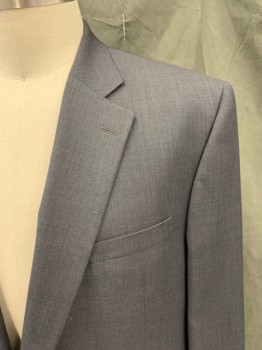 Mens, Suit, Jacket, JACK VICTOR, Dk Gray, Wool, Heathered, 52XL, Single Breasted, Collar Attached, Notched Lapel, 2 Buttons,  3 Pockets