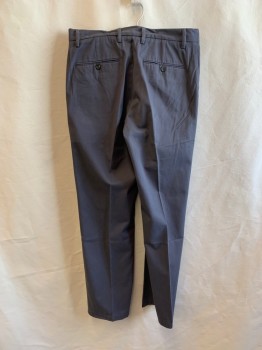 Mens, Slacks, AMAZON ESSENTIAL, Gray, Cotton, Solid, 32/32, Flat Front, 4 Pockets, Zip Fly, Button Closure, Belt Loops