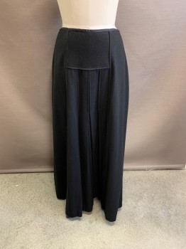 NL, Black, Wool, Thin Grosgrain Waistband, Inverted Pleats, Vertical Seams, Hook  Eye Back, Floor Length Hem