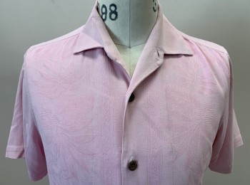 Mens, Casual Shirt, TOMMY BAHAMA, Pink, Silk, Floral, S, Button Front, S/S, C.A., Jacquard, Multiples,