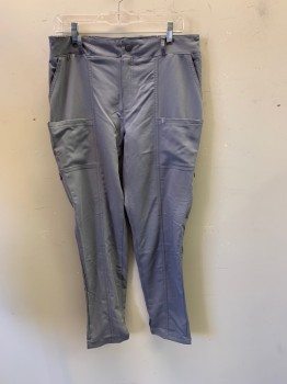 JAANUU, Lt Gray, Polyester, Rayon, Slant Pockets, Zip Front, Patch Pockets & Zip Pockets at Thighs