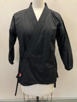 Unisex, Martial Arts Top, GTMA , Black, Cotton, Solid, 3, Crossover Open Front, L/S, Karate Gi