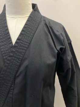 Unisex, Martial Arts Top, GTMA , Black, Cotton, Solid, 3, Crossover Open Front, L/S, Karate Gi