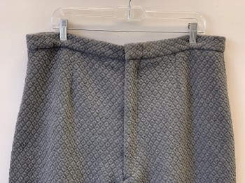 Mens, Sci-Fi/Fantasy Pants, NO LABEL, Heather Gray, Polyester, Cotton, Diamonds, 38/29, F.F, Zip Front, Texture Fabric, Made To Order