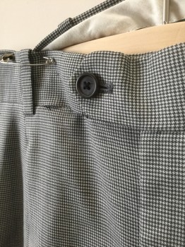 FAIRWAY & GREENE, Black, White, Wool, Houndstooth, Check - Micro , Double Pleated, Button Tab Waist, Zip Fly, 4 Pockets, Relaxed Leg, 90's/00's