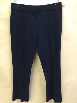 Womens, Slacks, DVF, Navy Blue, Poly/Cotton, Spandex, Solid, 4, Navy, 1.5" Waist Band, 1 Seam Front & Back, Zip Front, 4 Pockets