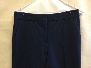 Womens, Slacks, DVF, Navy Blue, Poly/Cotton, Spandex, Solid, 4, Navy, 1.5" Waist Band, 1 Seam Front & Back, Zip Front, 4 Pockets