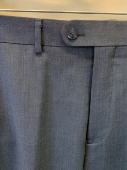 PENGUIN, Dusty Blue, Wool, 2 Color Weave, Flat Front, Button Tab,