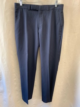 Mens, Suit, Pants, KENNETH COLE, Navy Blue, Black, Polyester, Rayon, Stripes - Vertical , 32/30, Side Pockets, Zip Front, Flat Front