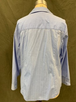 LANE BRYANT, French Blue, Cotton, Spandex, Herringbone, Button Front, Collar Attached, Long Sleeves, Button Cuff