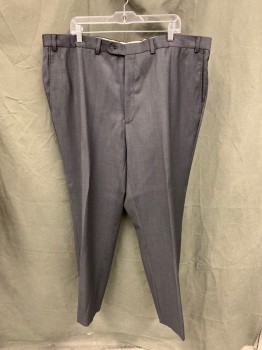 Mens, Suit, Pants, JACK VICTOR, Dk Gray, Wool, Heathered, 44/31, Flat Front, Button Tab Closure, 4 Pockets, Belt Loops, Suspender Buttons