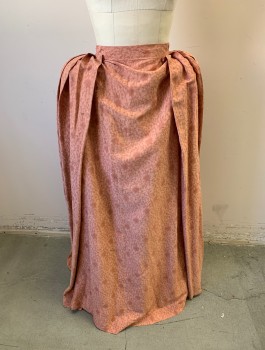 N/L MTO, Rose Pink, Silk, Floral, Textured Jacquard, 1.5" Wide Self Waistband, Pleated Sides and Back, Smooth Flat Front, Floor Length, 1700's Inspired Made To Order, **Pictured with Bum Roll Not Included