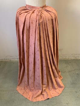 Womens, Historical Fiction Skirt, N/L MTO, Rose Pink, Silk, Floral, W:27, Textured Jacquard, 1.5" Wide Self Waistband, Pleated Sides and Back, Smooth Flat Front, Floor Length, 1700's Inspired Made To Order, **Pictured with Bum Roll Not Included