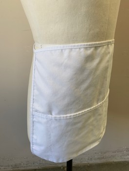 UTY, White, Poly/Cotton, Solid, Twill, 3 Pockets/Compartments, Self Ties at Waist