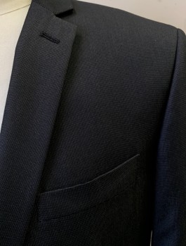 Mens, Suit, Jacket, KENNETH COLE, Charcoal Gray, Polyester, Solid, 42L, 2 Button, Flap Pockets, Double Vent