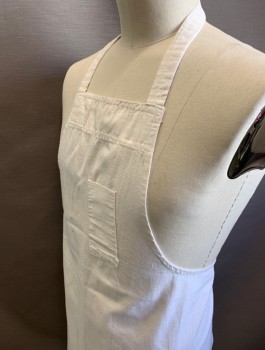 N/L, Off White, Linen, Solid, 1 Skinny Pencil Pocket at Chest (Slightly Crooked), Tiny Stains Around Pocket, Lightly Worn Throughout, Self Ties at Sides