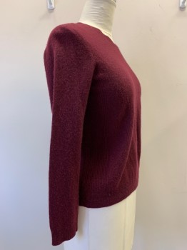 Womens, Pullover Sweater, NO LABEL, Wine Red, Cashmere, Solid, XL, Pullover, V Neck, L/S