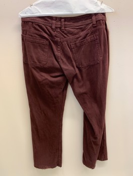 Womens, Pants, JOIE, Red Burgundy, Cotton, Elastane, Solid, W31, Button Front, Front Patch Pockets with Flaps Buttons, Back Pockets, Lightly Sueded