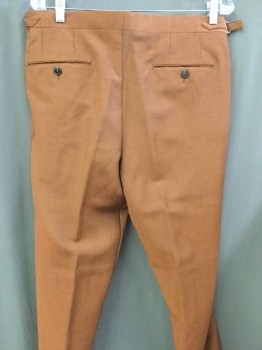 OZWALD BOATENG, Rust Orange, Black, Wool, 2 Color Weave, Double Pleats, Hook Tab Waistband, Adjustable Side Waist Tabs, 4 Pockets, No Belt Loops, Suspender Buttons, Alteration Alert--gusset Added to Inseam