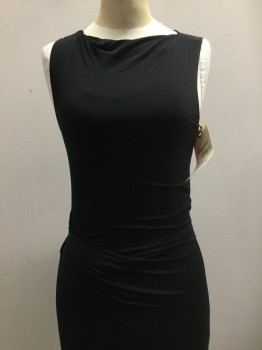 Womens, Evening Gown, HELMUT LANG, Black, Viscose, Elastane, Solid, P, Black, Cowl  Neck, Sleeveless, Gathered Side with Slit