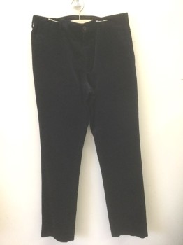 Mens, Casual Pants, RALPH LAUREN, Navy Blue, Cotton, Solid, Ins:33, W:32, Corduroy, Flat Front, Zip Fly, 4 Pockets, Straight Leg