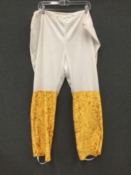 FACEMAKERS, Yellow, White, Polyester, Color Blocking, RED HAWK:  White Mesh Pant, Elastic Waist (stretched Out), Stretch Yellow Velvet Lower 1/2,  Stirrups