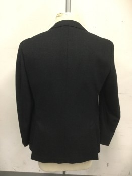 Z ZEGNA, Charcoal Gray, Wool, Birds Eye Weave, Single Breasted, Collar Attached, Notched Lapel, 3 Pockets