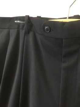 GIORGIO FERRARO, Black, Polyester, Rayon, Solid, Double Pleated, Button Tab Waist, Zip Fly, 4 Pockets, Relaxed Straight Leg **Has Been Taken In, Has Room to Let Out at Center Back Waist 1/7/2020