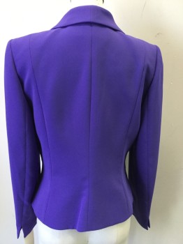 Womens, Suit, Jacket, TAHARI, Purple, Polyester, Solid, 4, 3 Button Front, Shawl Collar, 2 Pockets,