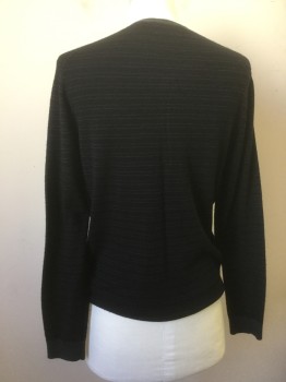 Mens, Pullover Sweater, KALVIN KLEIN, Black, Gray, Wool, Stripes - Horizontal , M, V-neck, Grey V-neck and Cuffs