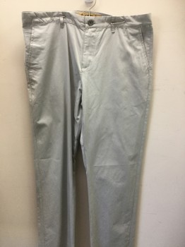 Mens, Casual Pants, ROSSETTI, Lt Gray, Cotton, Solid, 34, 36, Flat Front, 5 + Pockets,
