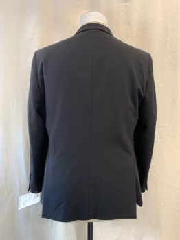 NAUTICA, Black, Polyester, Rayon, Solid, Notched Lapel, Collar Attached, 2 Buttons,  3 Pockets,