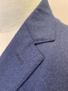 GALANTE, Navy Blue, Wool, Solid, Single Breasted, Notched Lapel, Hand Picked Stitching on Lapel, 2 Buttons,  3 Pockets