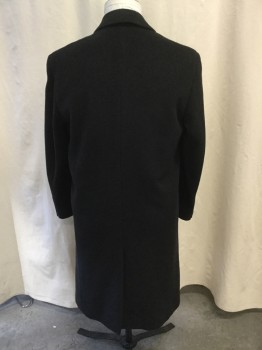 Mens, Coat, Overcoat, JONES NEW YORK, Charcoal Gray, Gray, Wool, Heathered, XL, 46, Notched Lapel, Single Breasted, 3 Buttons, 2 Side Entry Pockets, Back Vent, Knee Length