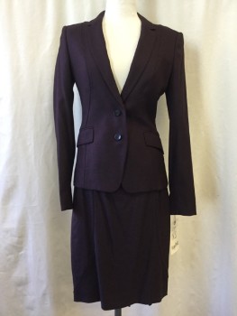 BOSS, Red Burgundy, Viscose, Wool, Heathered, Notched Lapel, Collar Attached, 2 Buttons,  2 Pockets,
