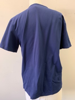 Unisex, Scrub Top, FIGS, Navy Blue, Polyester, Rayon, L, V-neck, Pullover, Short Sleeves, Double Breast Pocket