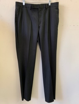 Mens, Suit, Pants, KENNETH COLE, Charcoal Gray, Polyester, Solid, 35/32, F.F, Slash Pocket,