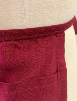 AUGUSTA, Maroon Red, Poly/Cotton, Solid, Twill, 3 Pockets, Self Ties at Waist