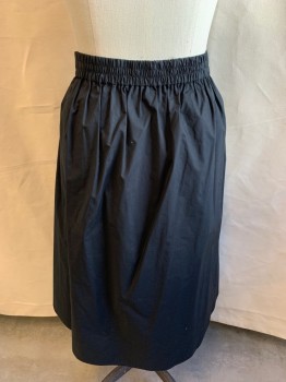 Womens, Skirt, Below Knee, WHO WHAT WEAR, Black, Cotton, Solid, S, Button Front, Elastic Waistband, Gathered Waistband