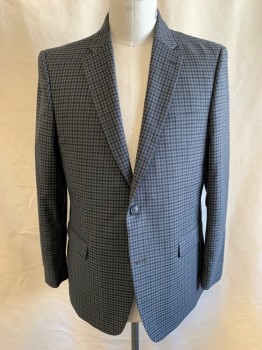 Mens, Sportcoat/Blazer, TOMMY HILFIGER, Steel Blue, Navy Blue, Sienna Brown, Polyester, Rayon, Check , 42R, Single Breasted, 2 Buttons, 3 Pockets, Notched Lapel, Double Vent