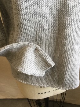 Womens, Pullover, JAMES PERSE, Lt Gray, Cotton, Solid, M, Ribbed Round Neck,  Long Sleeves Cuffs & Hem