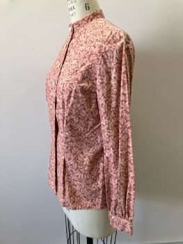 N/ L, Pink, Cream, Cotton, Leaves/Vines , CB, L/S, B.F., Made To Order,