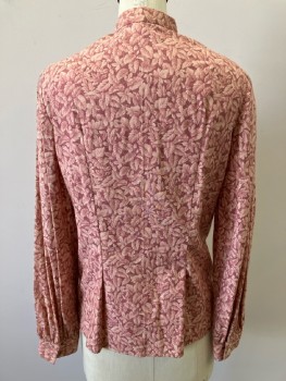 N/ L, Pink, Cream, Cotton, Leaves/Vines , CB, L/S, B.F., Made To Order,