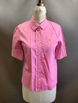 LACOSTE, Pink, Cotton, Peter Pan Collar, Button Front, S/S