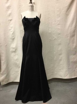 Womens, Evening Gown, Coast, Black, Polyester, Lycra, Solid, W26, B32, Strapless,  Pleated Detail At Bust Front