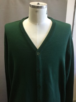 Mens, Cardigan Sweater, HARRITON, Green, Acrylic, Solid, 3XL